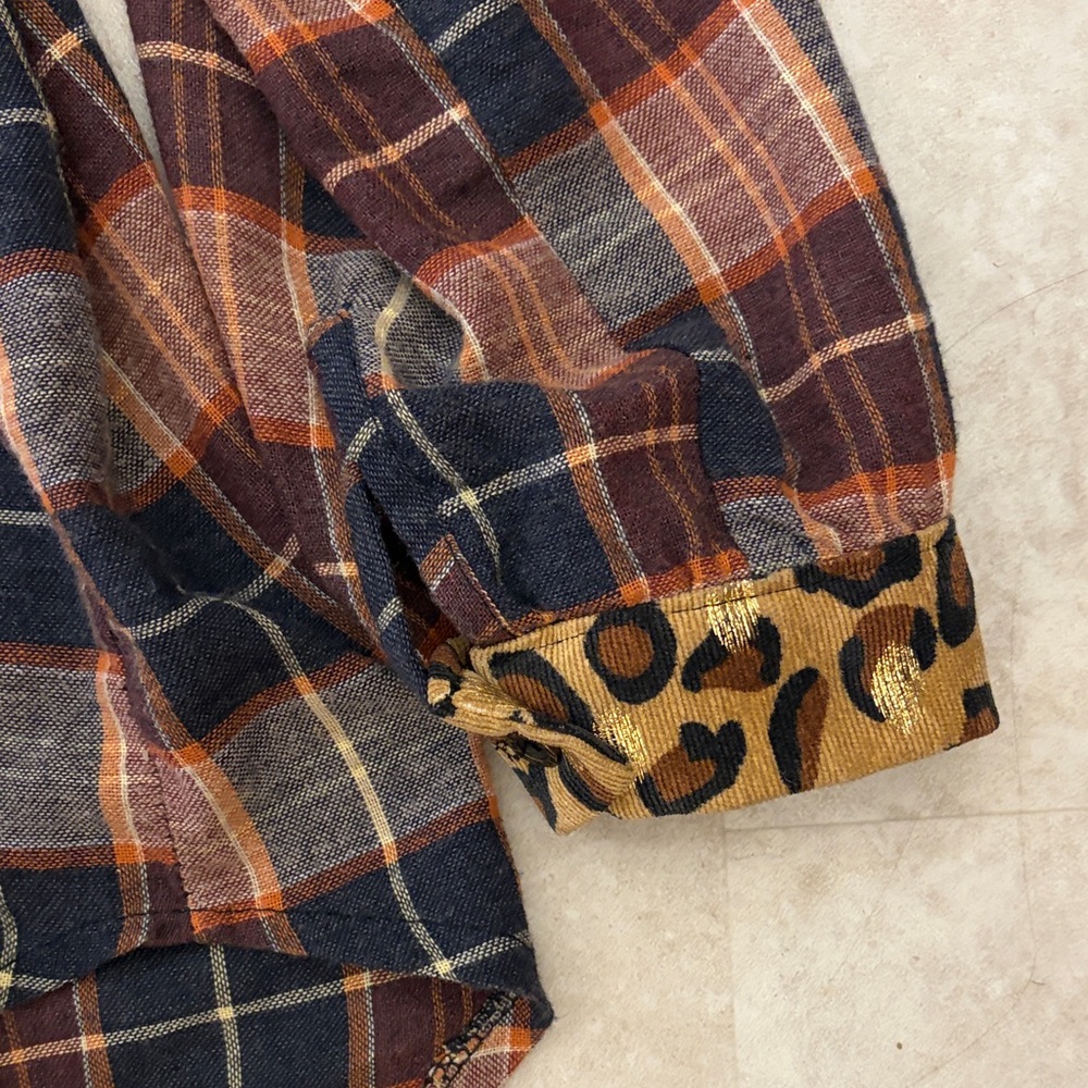 Leopard Patchwork Plaid button up Shirt - image 4
